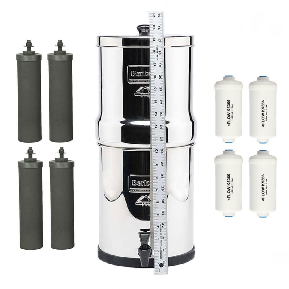 BIG BERKEY Water Filtration System with BLACK FILTERS and Fluoride  Filters (2.25 Gallon)