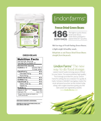 Freeze Dried Green Beans (186 Servings)